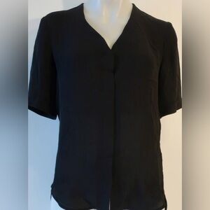 Theory Classic Black Button down Puff Sleeve Blouse